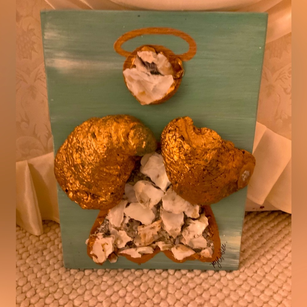SHELL ANGEL SCULPTURE WALL DECOR BY GOLD MOSS DESIGNS